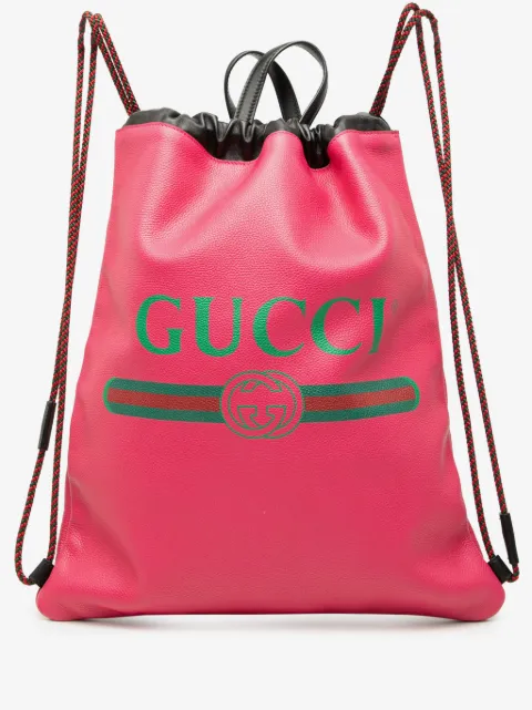 Gucci Pre-Owned 2000-2015 Leather Logo Drawstring backpack