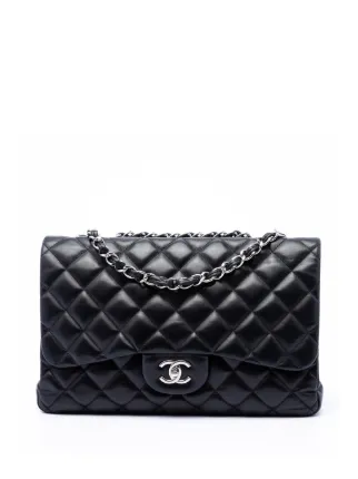 CHANEL ブラックレザー バッグ　ノベルティ CHANEL Pre-Owned 2009-2010 Jumbo Classic Lambskin Single Flap