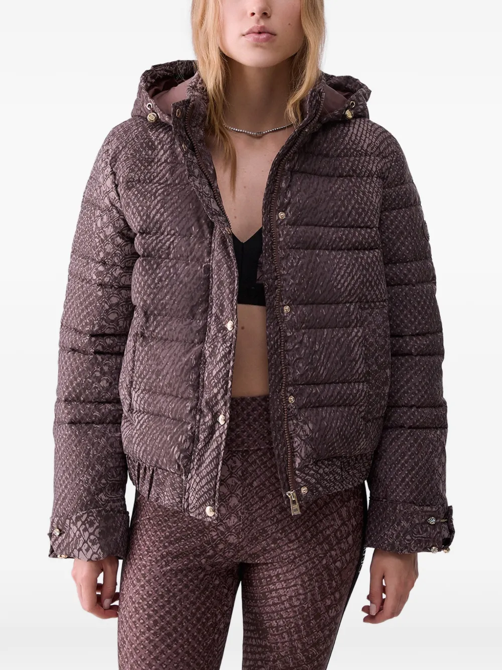 LIU JO printed nylon jacket - Marrone
