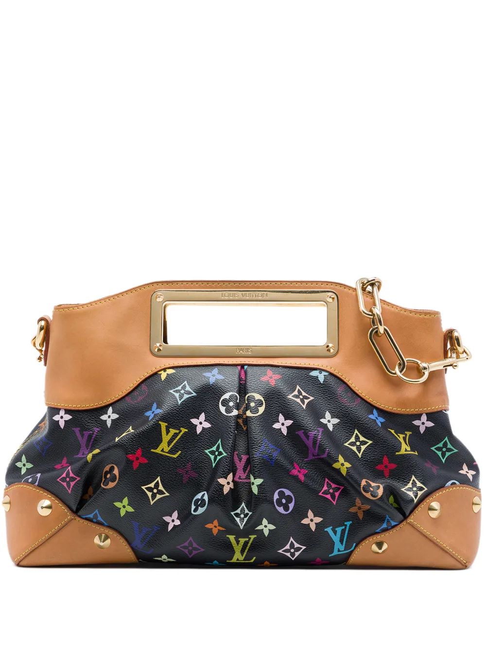 Pre-owned Louis Vuitton 1990-2010 Monogram Multicolore Judy Mm Satchel In Black