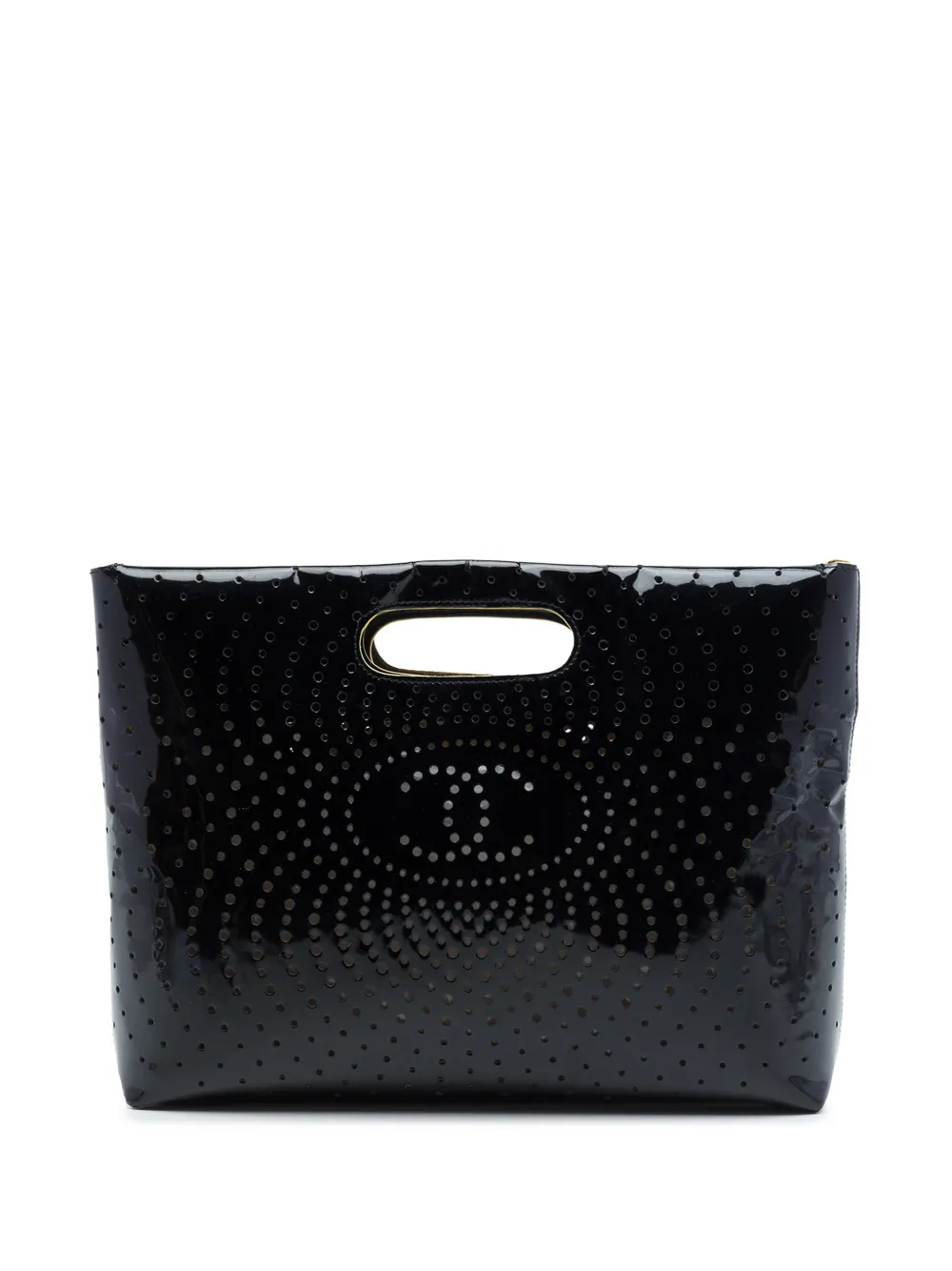 CHANEL Pre-Owned 2003-2004 CC Perforated Patent tote bag - Nero