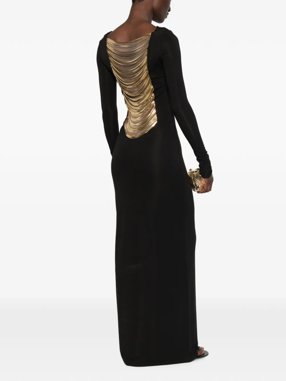 Cult Gaia Armand maxi-jurk met lange mouwen Zwart