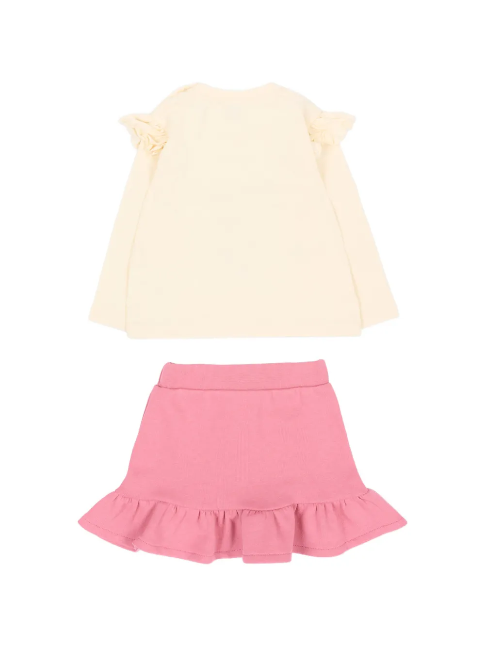 Barrow kids ruffled teddy-print mini skirt and sweatshirt set Roze