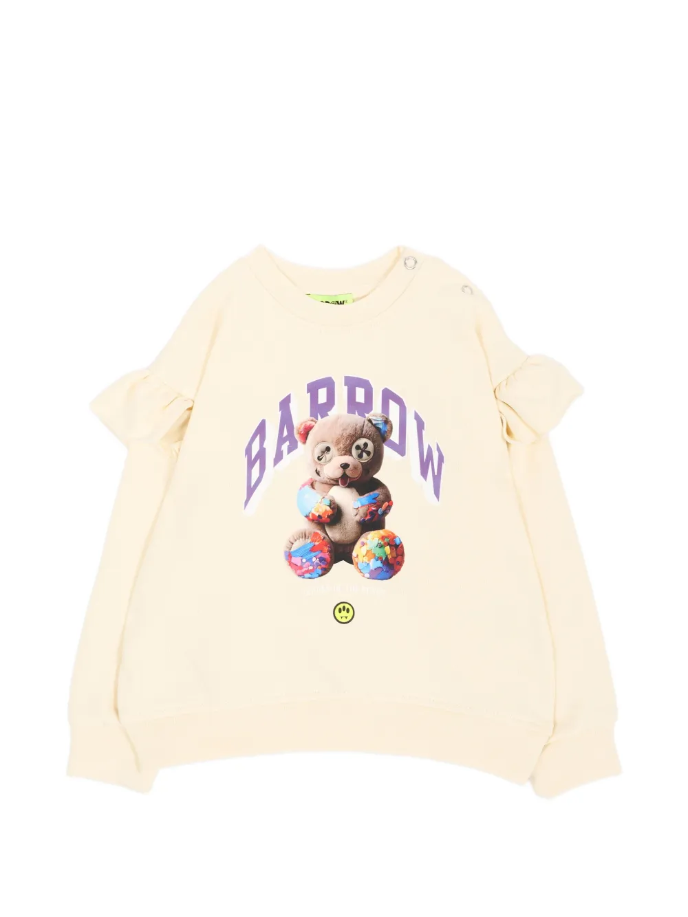 Barrow kids ruffle-trimmed graphic-print sweater - Toni neutri