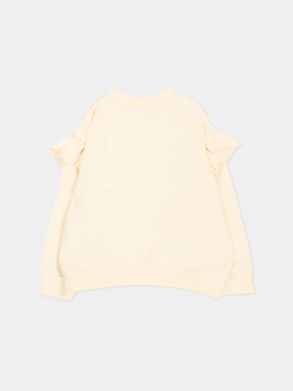 Barrow kids ruffle-trimmed graphic-print sweater Beige