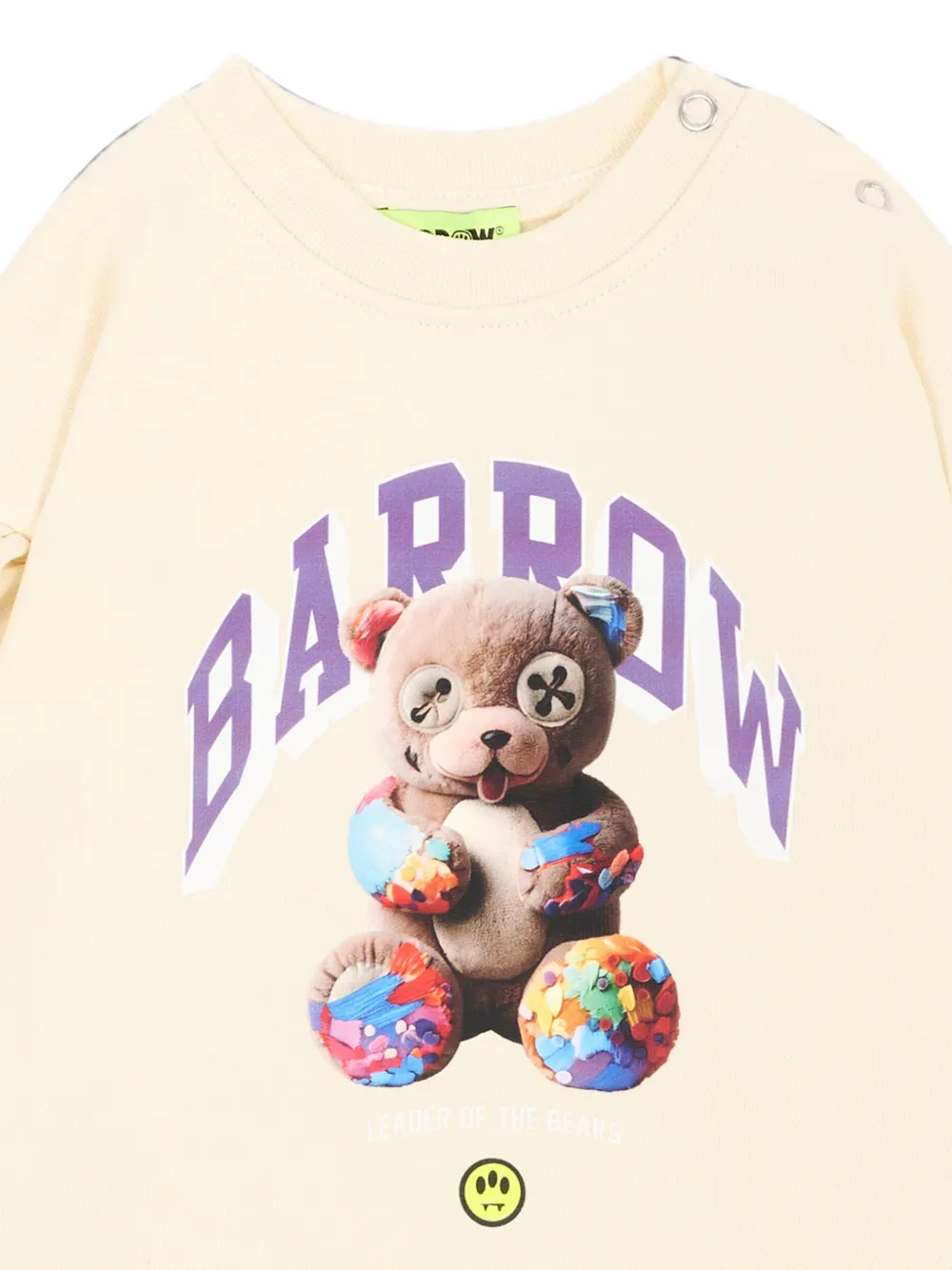 Barrow kids ruffle-trimmed graphic-print sweater Beige