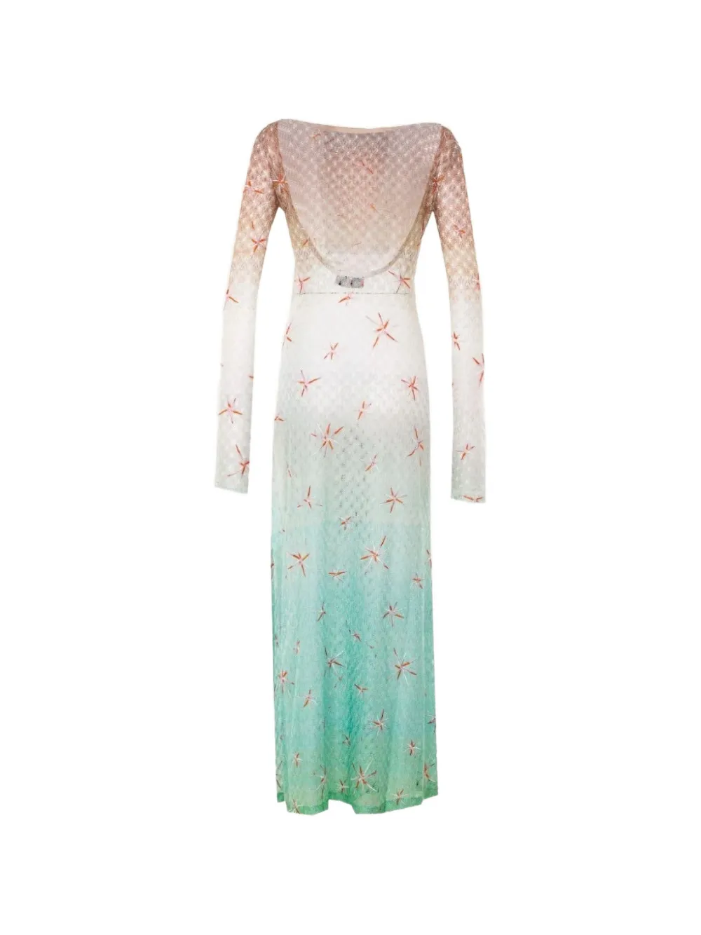 Missoni Long Cover-up Dress in Lamé Viscose with Dégradé Spiderweb Motif and Embroidery in Neutrals, view 2