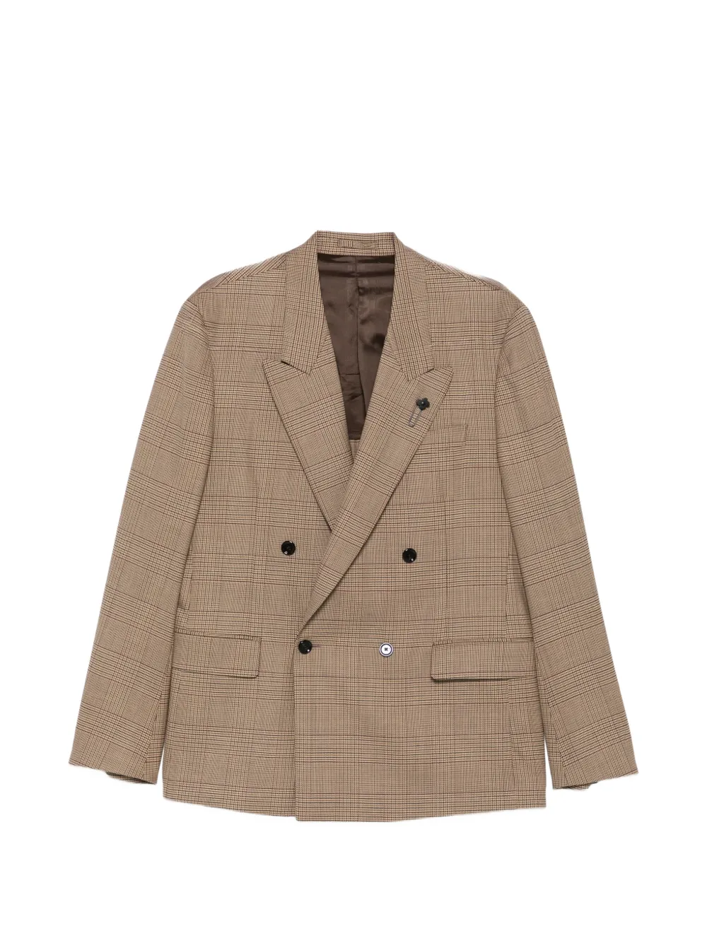 Lardini Prince of Wales check double-breasted black Beige