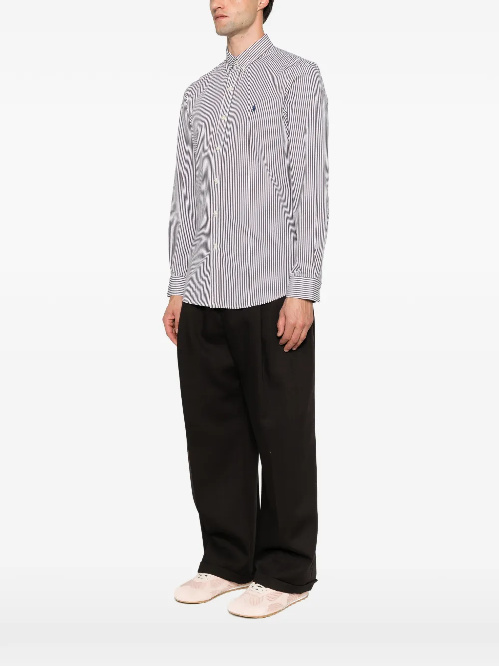 Polo Ralph Lauren striped embroidered-logo shirt Bruin
