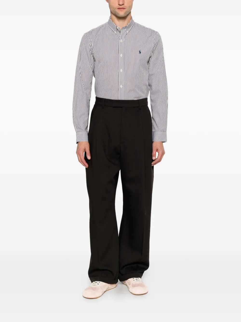Polo Ralph Lauren striped embroidered-logo shirt - Braun