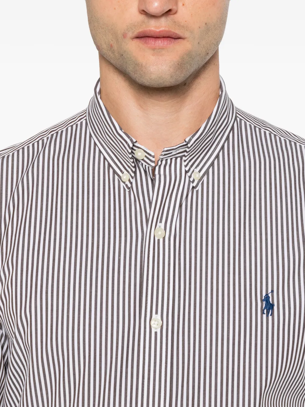 Polo Ralph Lauren striped embroidered-logo shirt Bruin