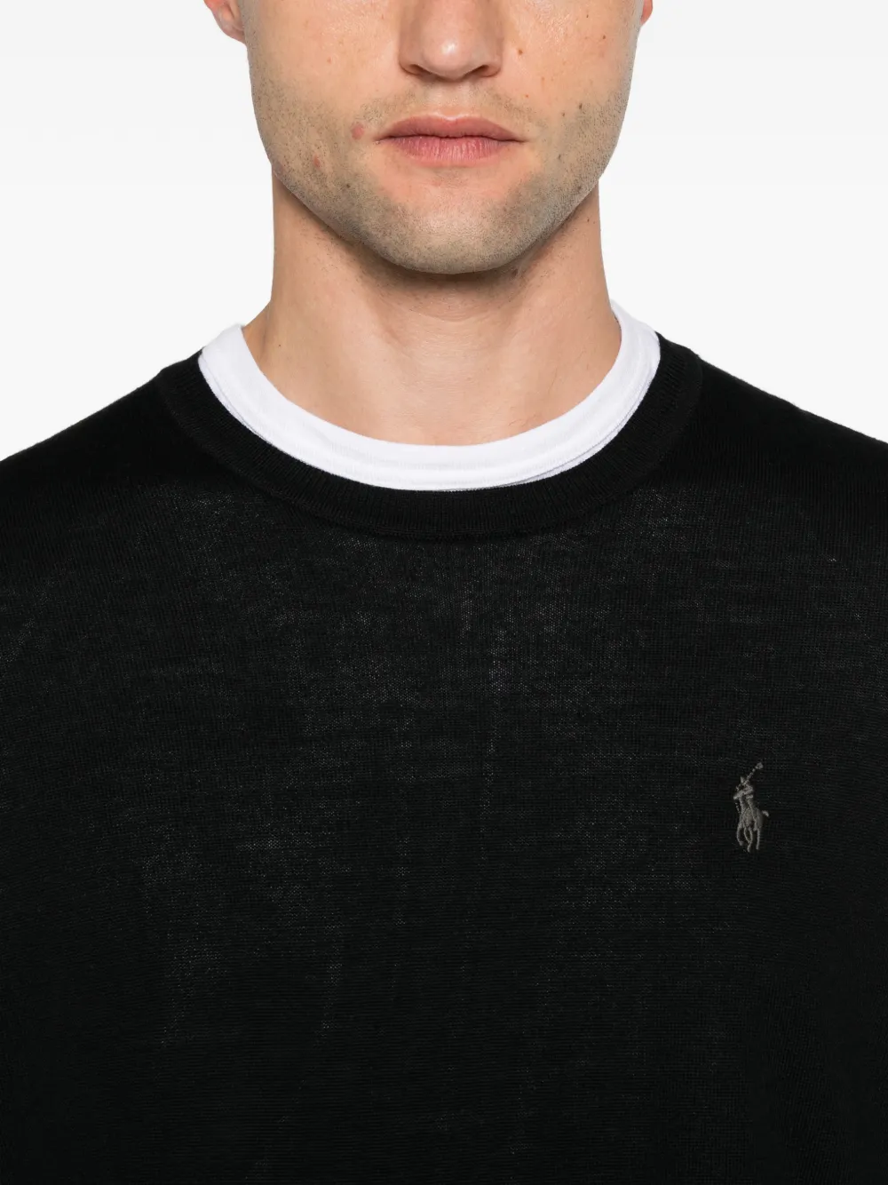 Polo Ralph Lauren Trui met geborduurd logo en ronde hals Zwart