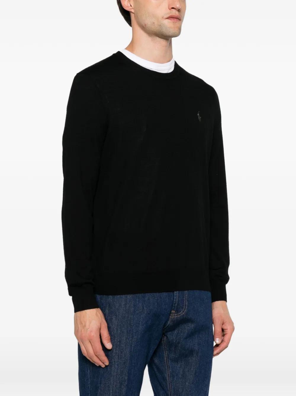 Polo Ralph Lauren Trui met geborduurd logo en ronde hals Zwart