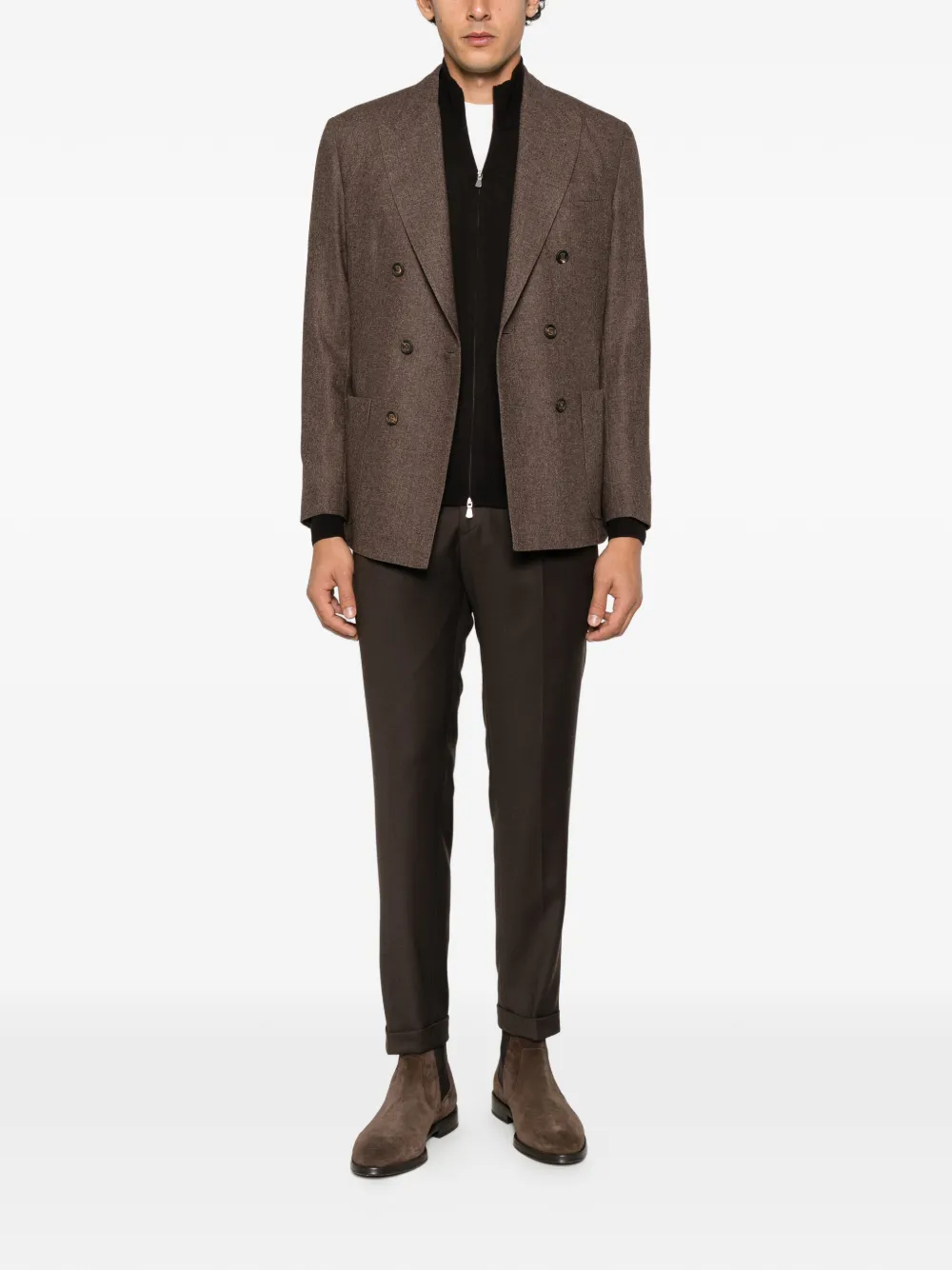Briglia 1949 Tiberio pleated turn-up trousers Bruin