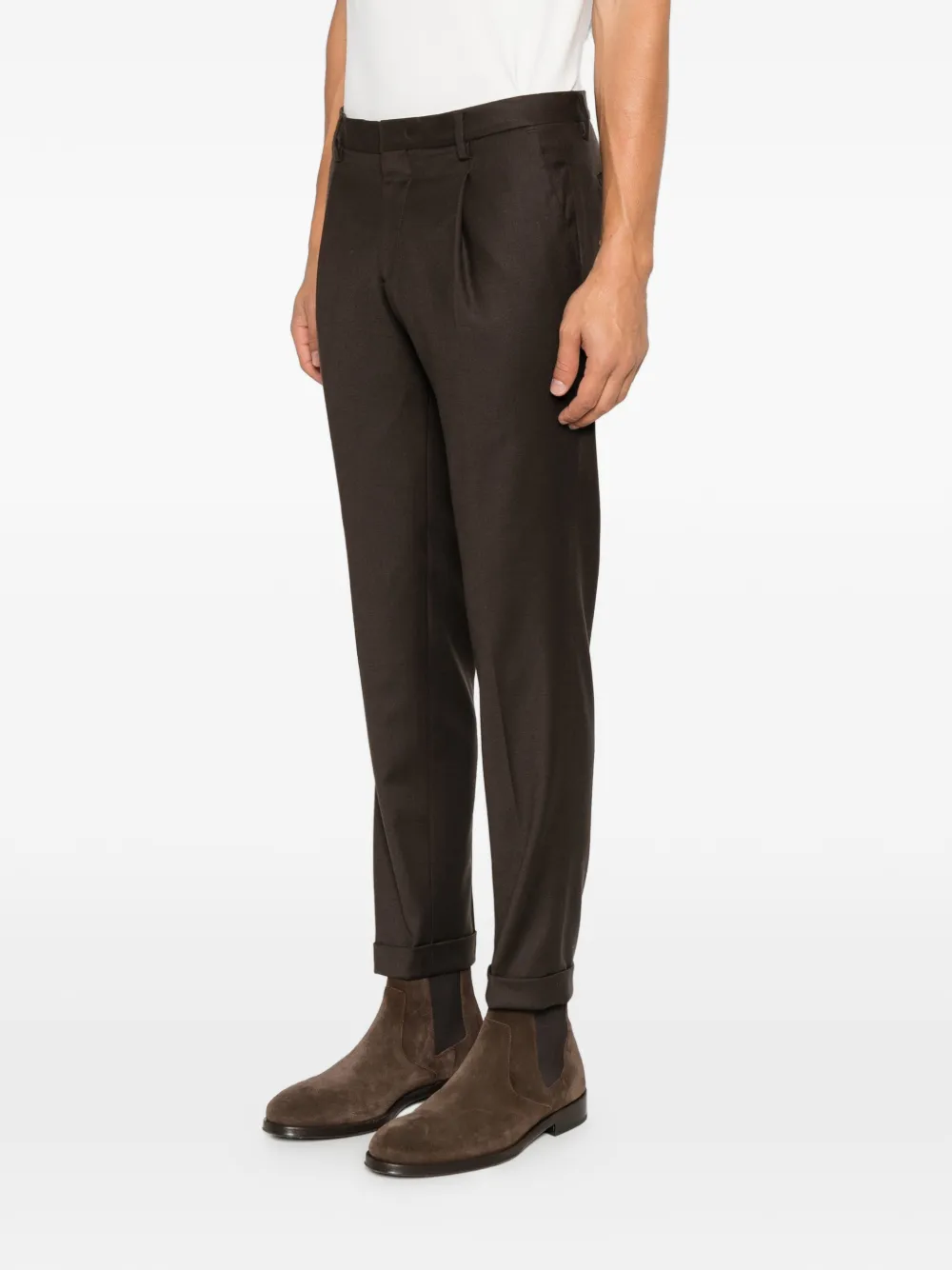 Briglia 1949 Tiberio pleated turn-up trousers Bruin