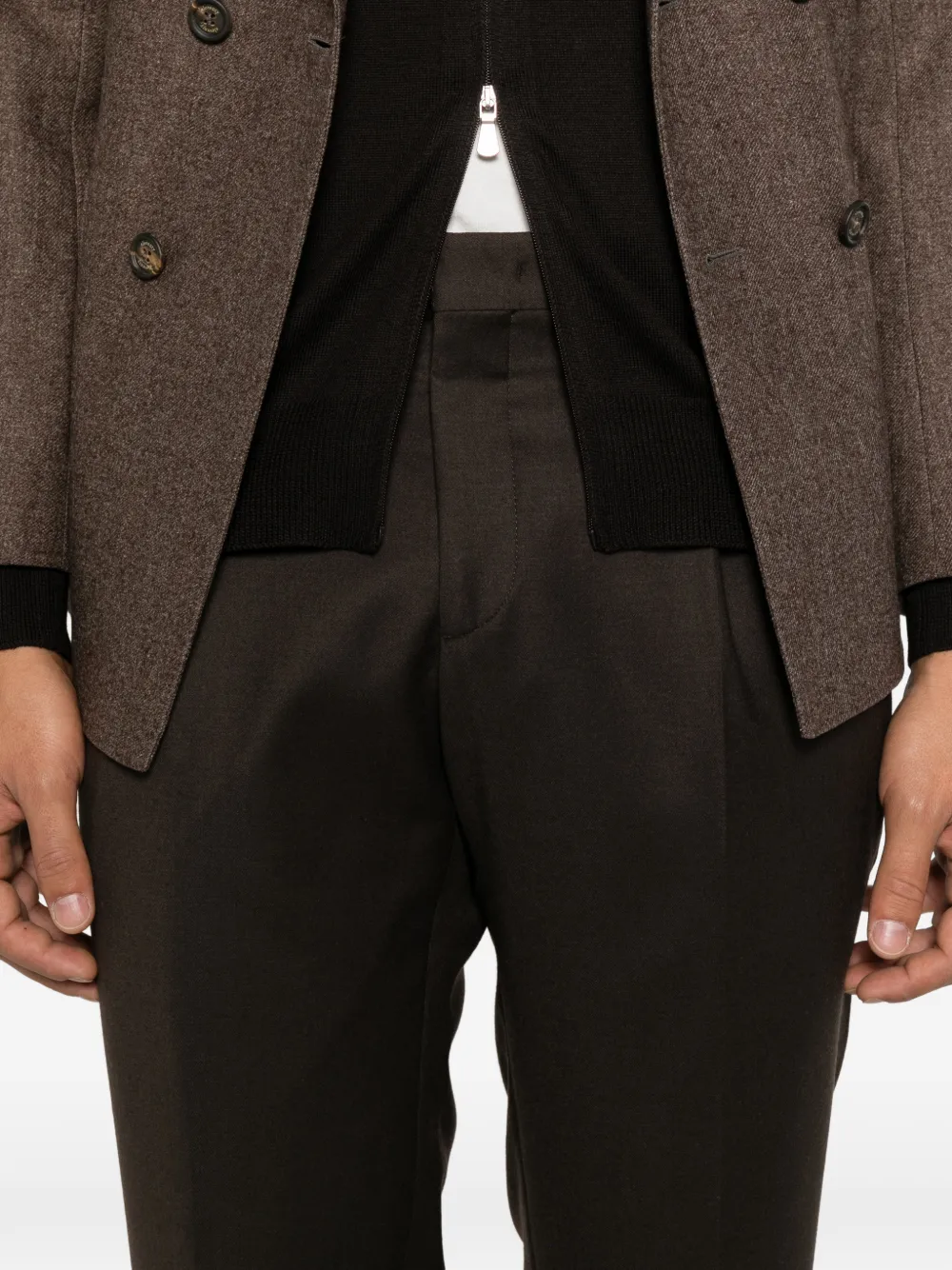 Briglia 1949 Tiberio pleated turn-up trousers Bruin