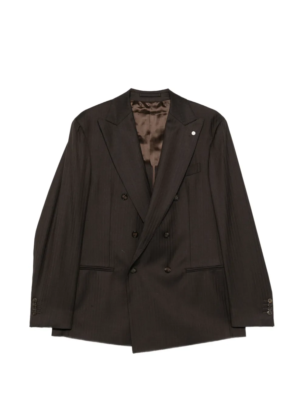 LUIGI BIANCHI MANTOVA double-breasted chevron-pattern suit - Braun