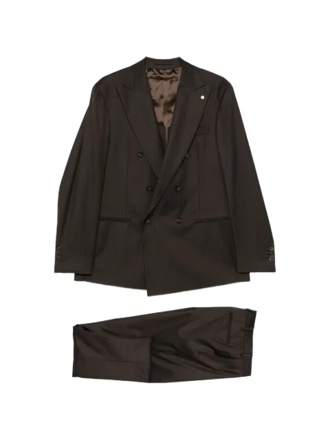 LUIGI BIANCHI MANTOVA double-breasted chevron-pattern suit
