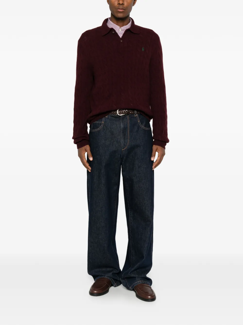 Polo Ralph Lauren cable-knit polo sweater Rood