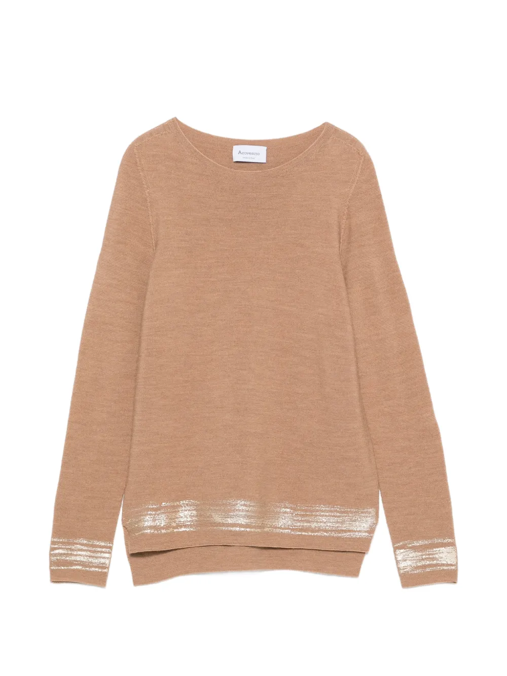 AROVESCIO Pullover mit Folien-Print - Braun