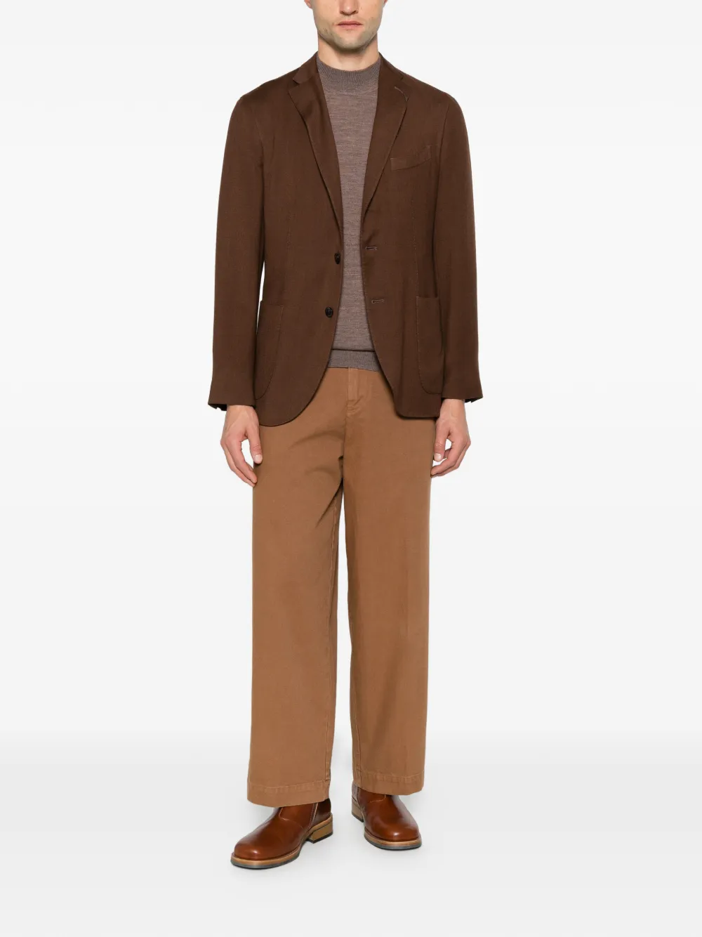 Boglioli single-breasted notched-lapels blazer Bruin