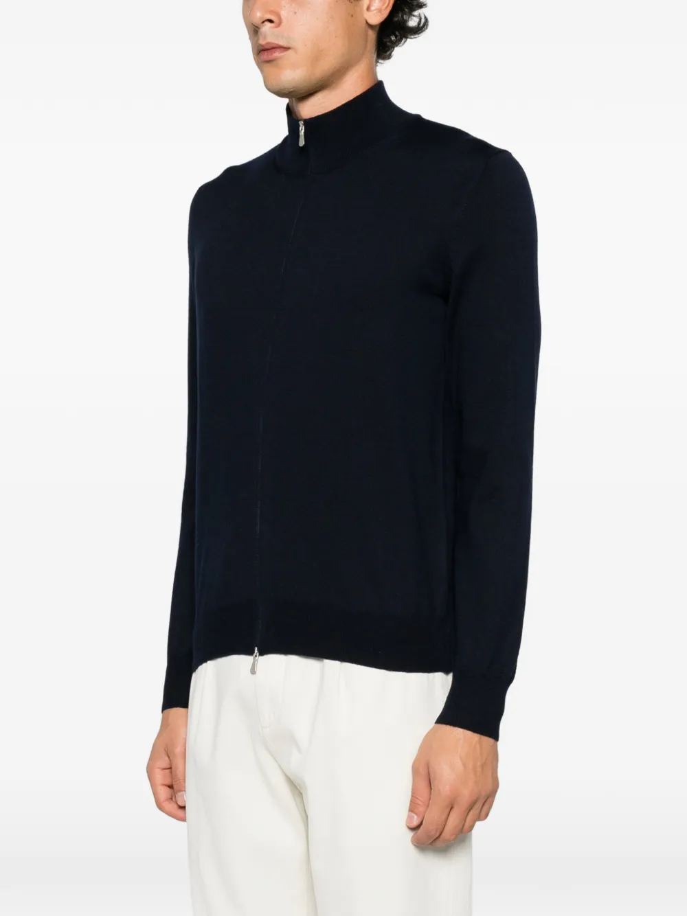 Tagliatore zip-up high-neck cardigan Blauw