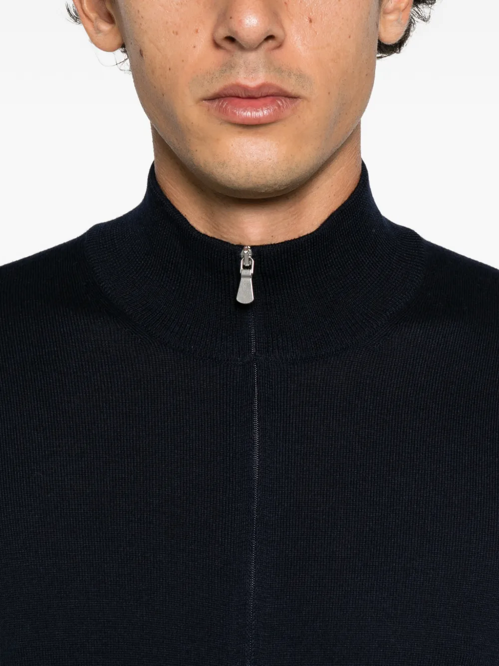 Tagliatore zip-up high-neck cardigan Blauw