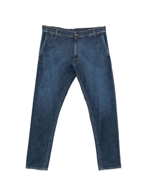 DONDUP contrast-stitch logo-patch jeans