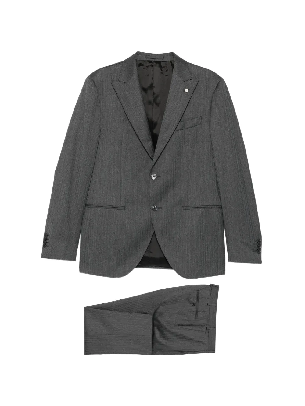 LUIGI BIANCHI MANTOVA herringbone-pattern single-breasted suit - Grigio