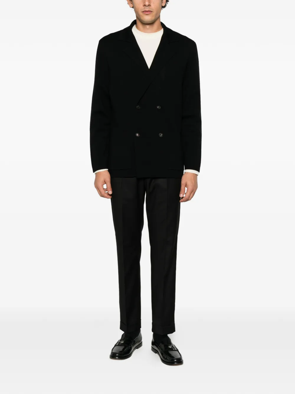 Tagliatore double-breasted knit blazer Zwart