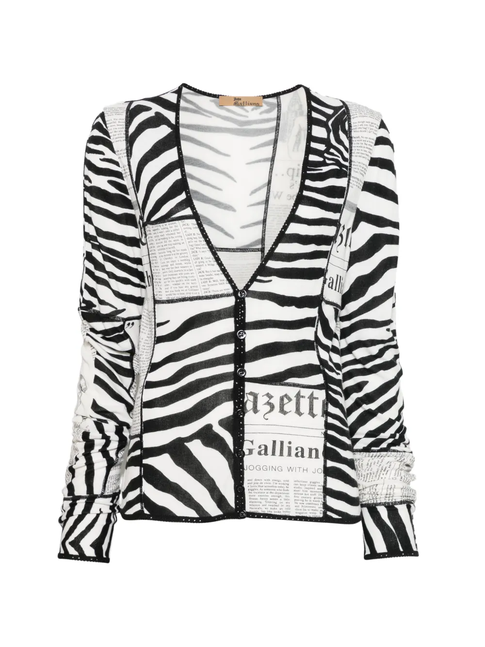 John Galliano Pre-Owned Cardigan Gazette con stampa anni 2000 - Bianco