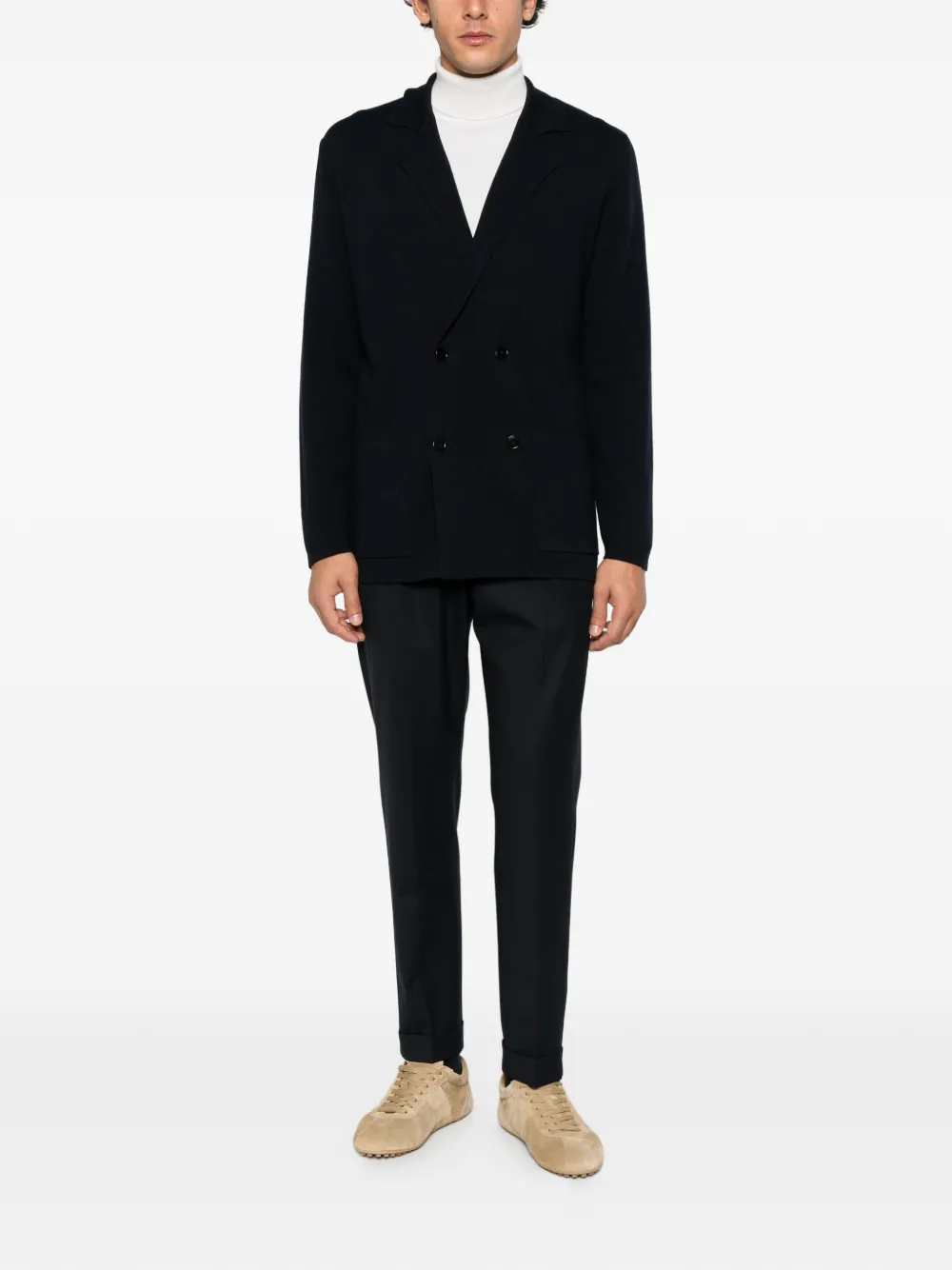 Tagliatore double-breasted knitted jacket Blauw