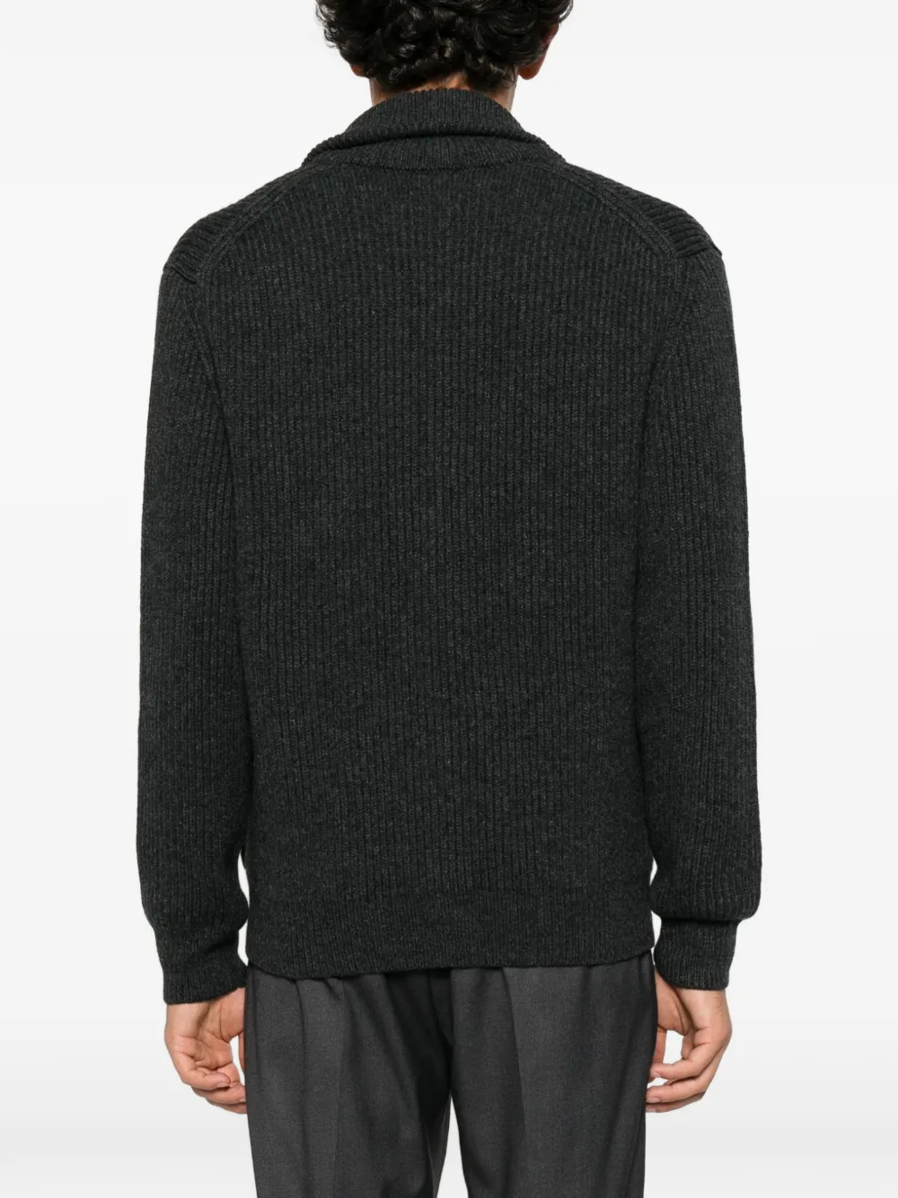Eleventy ribbed shawl-collar cardigan Grijs