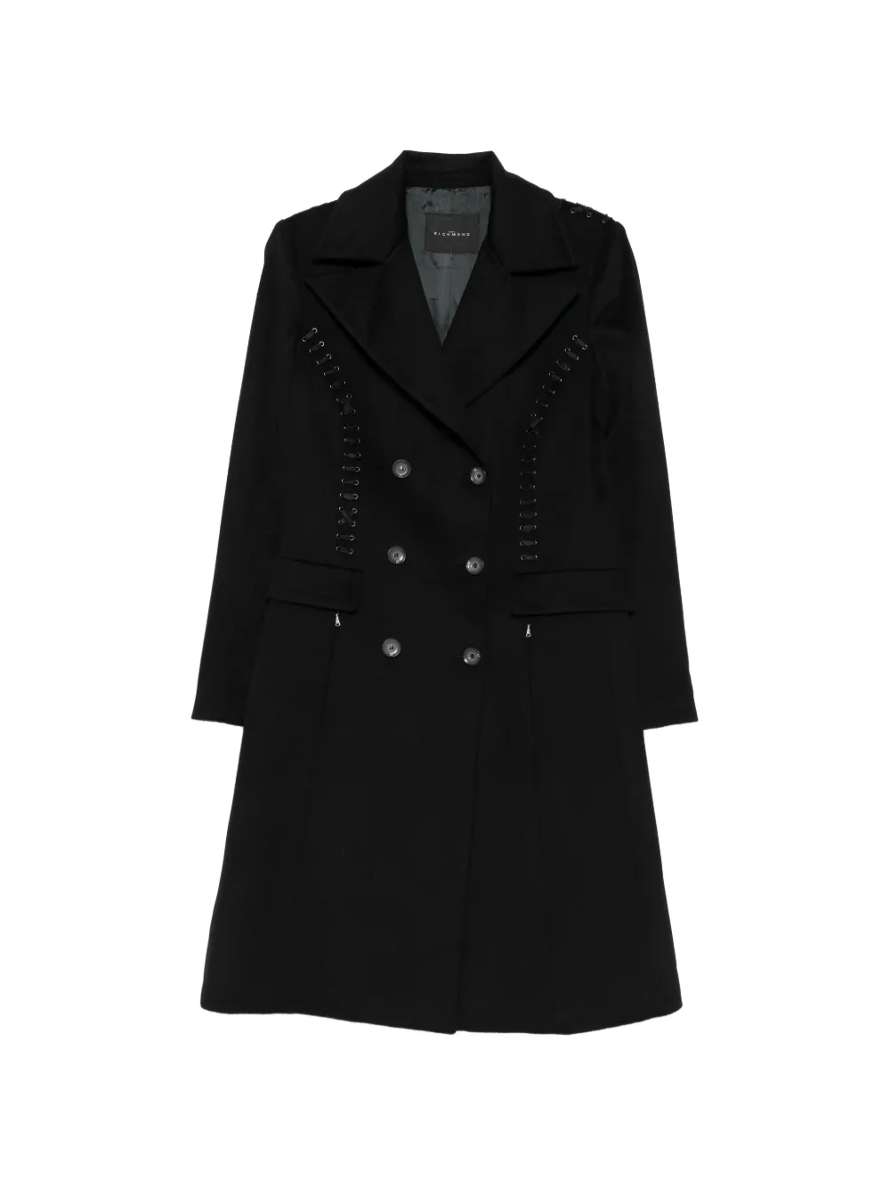 John Richmond Vintage 2000s doppelreihiger Mantel mit Spitze - Schwarz
