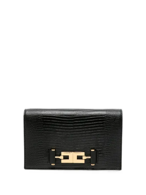 Elisabetta Franchi mini sac à bandoulière à effet peau de lézard avec plaque logo