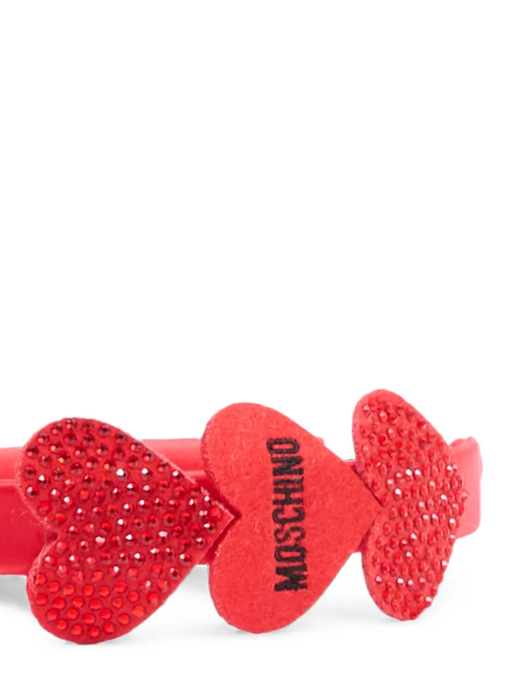 Moschino Kids Haarband met logoprint en hartpatroon Rood