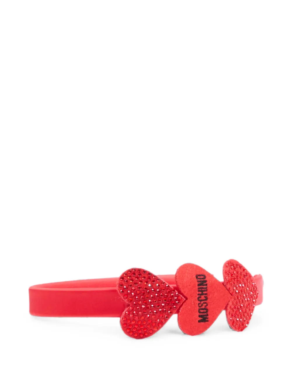 Moschino Kids Haarband met logoprint en hartpatroon Rood