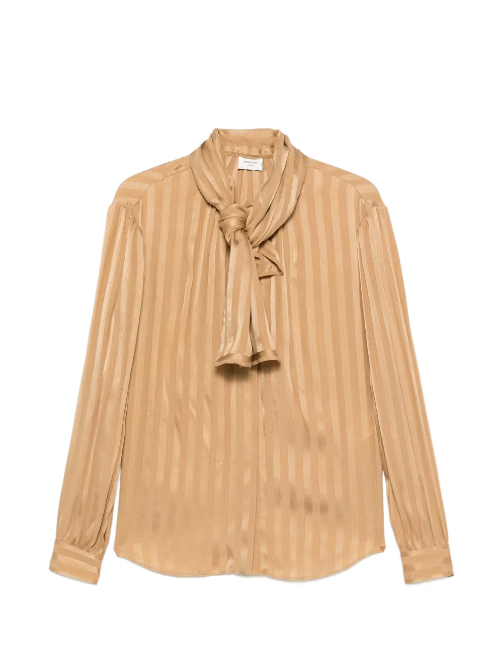 Saint Laurent striped pussy-bow blouse - Nude