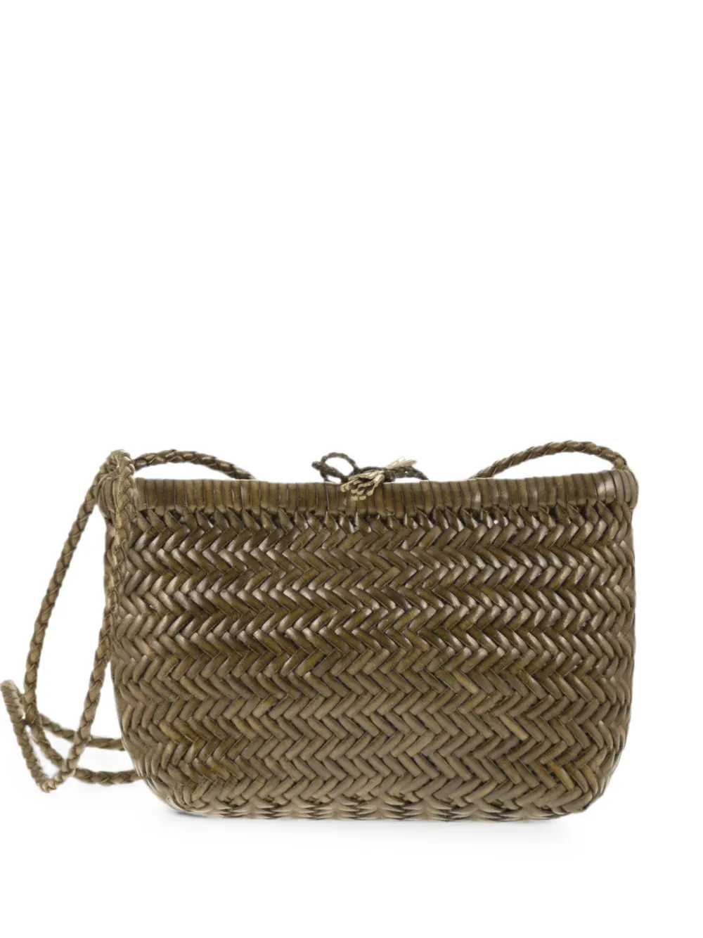 Dragon Minsu woven leather shoulder bag - Brown