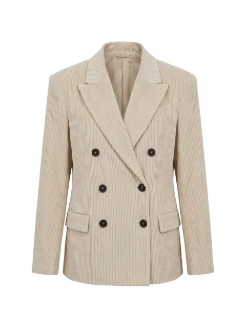 Brunello Cucinelli blazer côtelé à boutonnière croisée