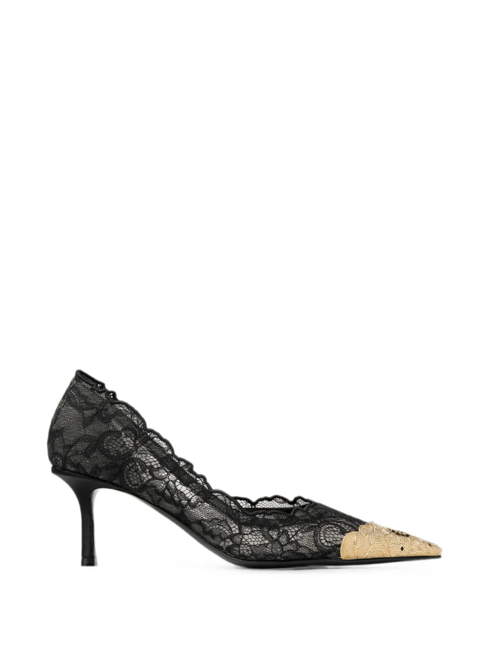 Jimmy Choo Faiz 65 black and vintage-gold lace pumps with metal-lace detail Zwart