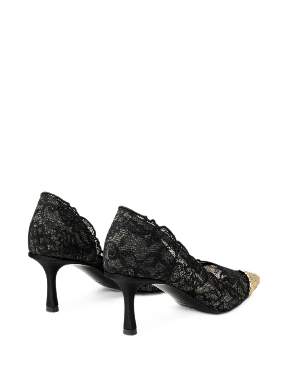 Jimmy Choo Faiz 65 black and vintage-gold lace pumps with metal-lace detail Zwart