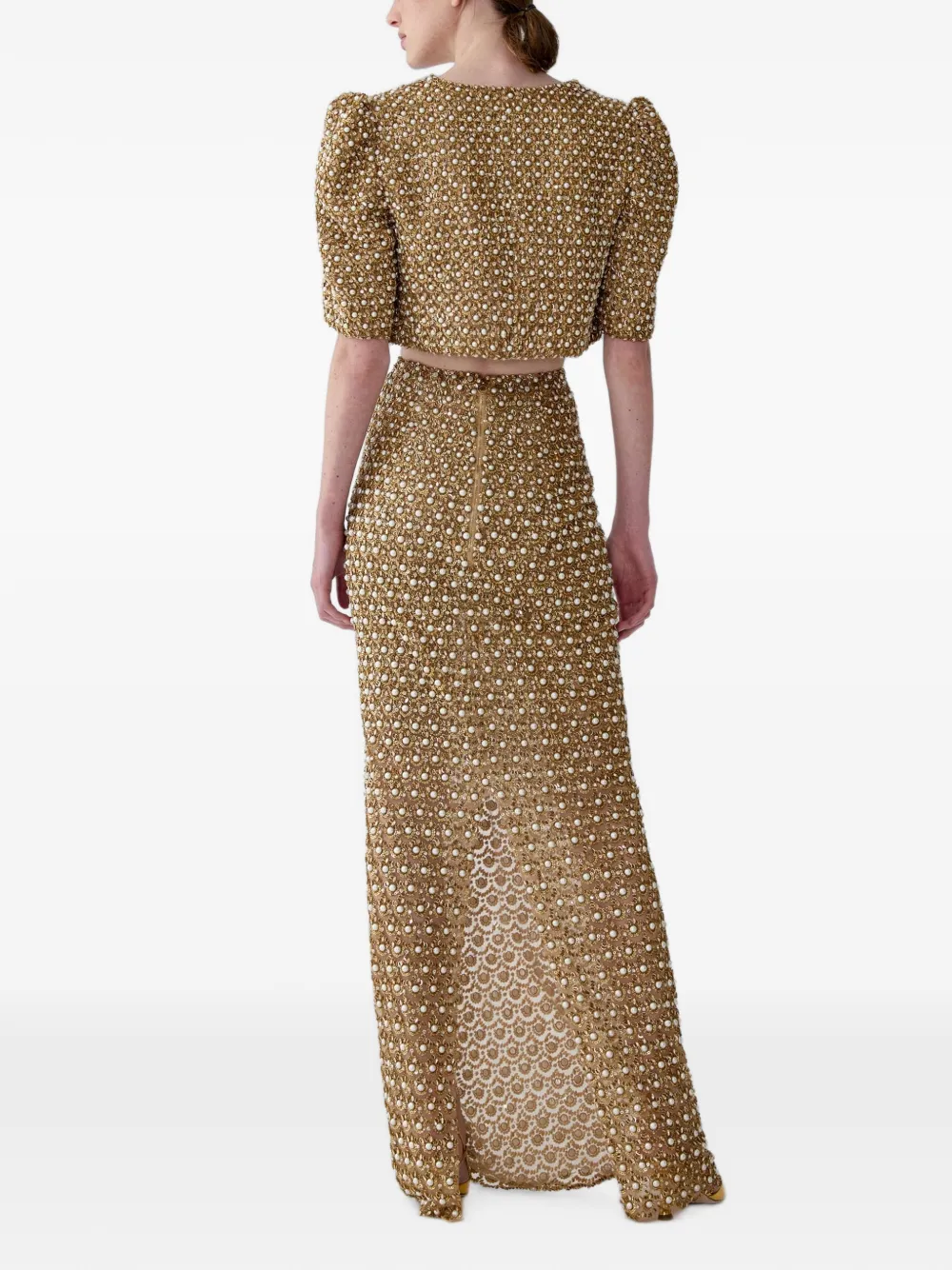 Carolina Herrera embellished column long skirt Goud