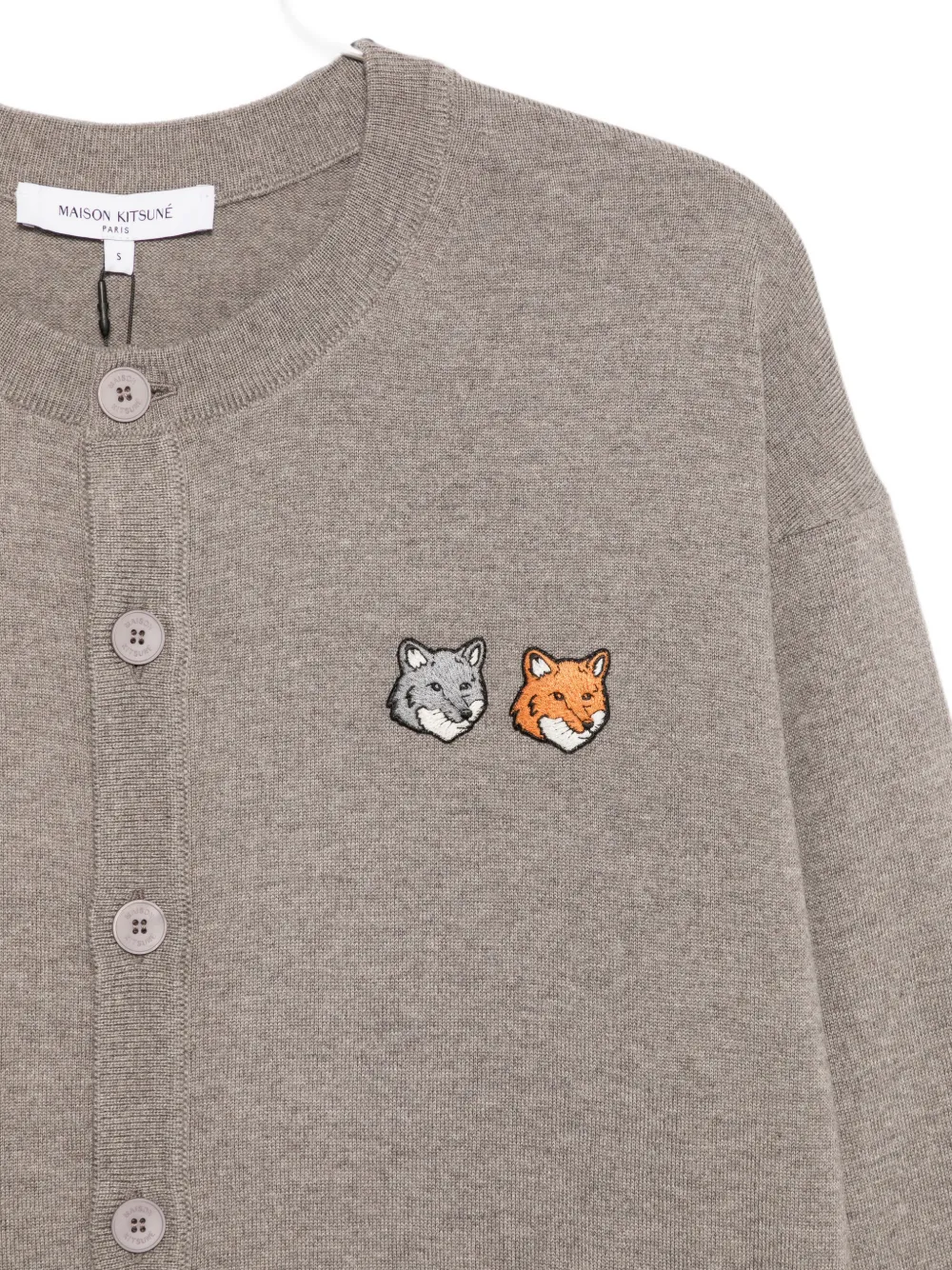 Maison Kitsuné Vest met dubbele vossenkop Grijs