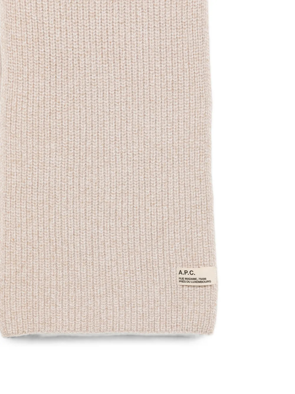 A.P.C. Sasha ribgebreide sjaal Beige
