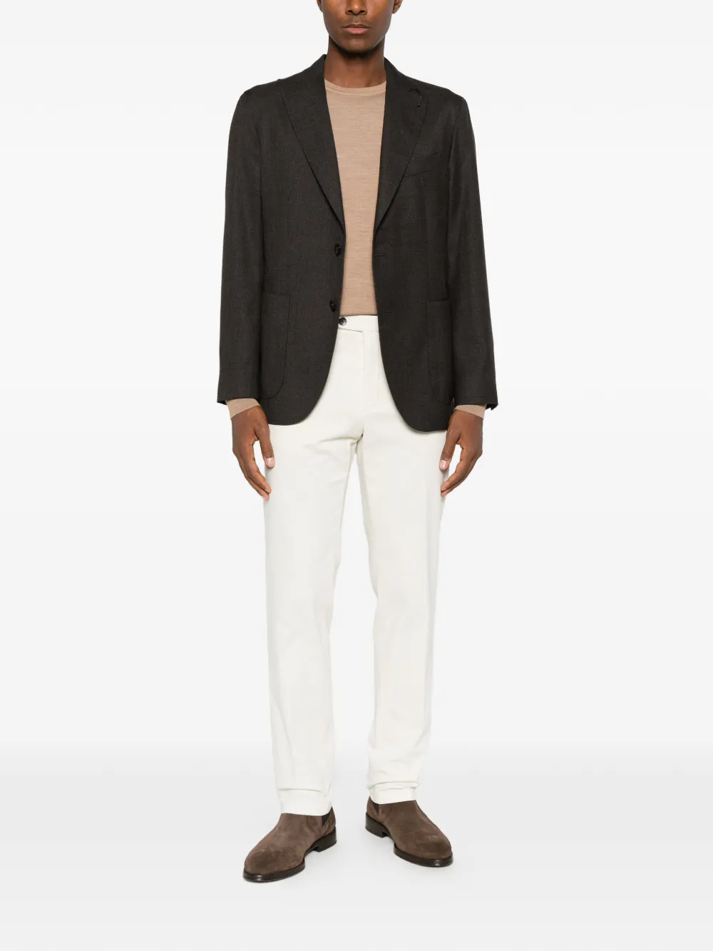Boglioli single-breasted notch-lapel blazer Bruin