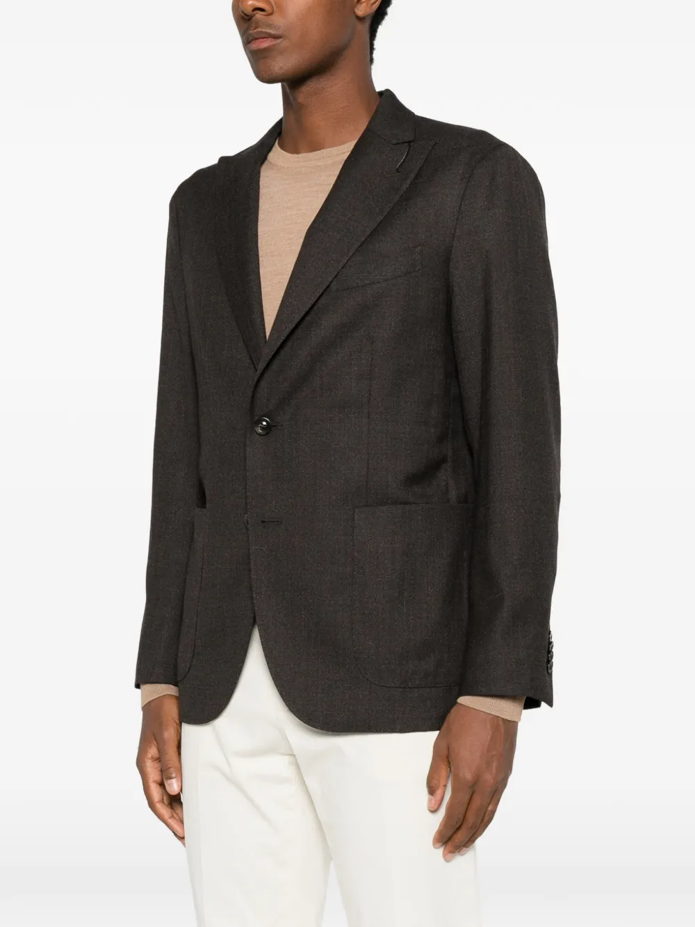 Boglioli single-breasted notch-lapel blazer Bruin