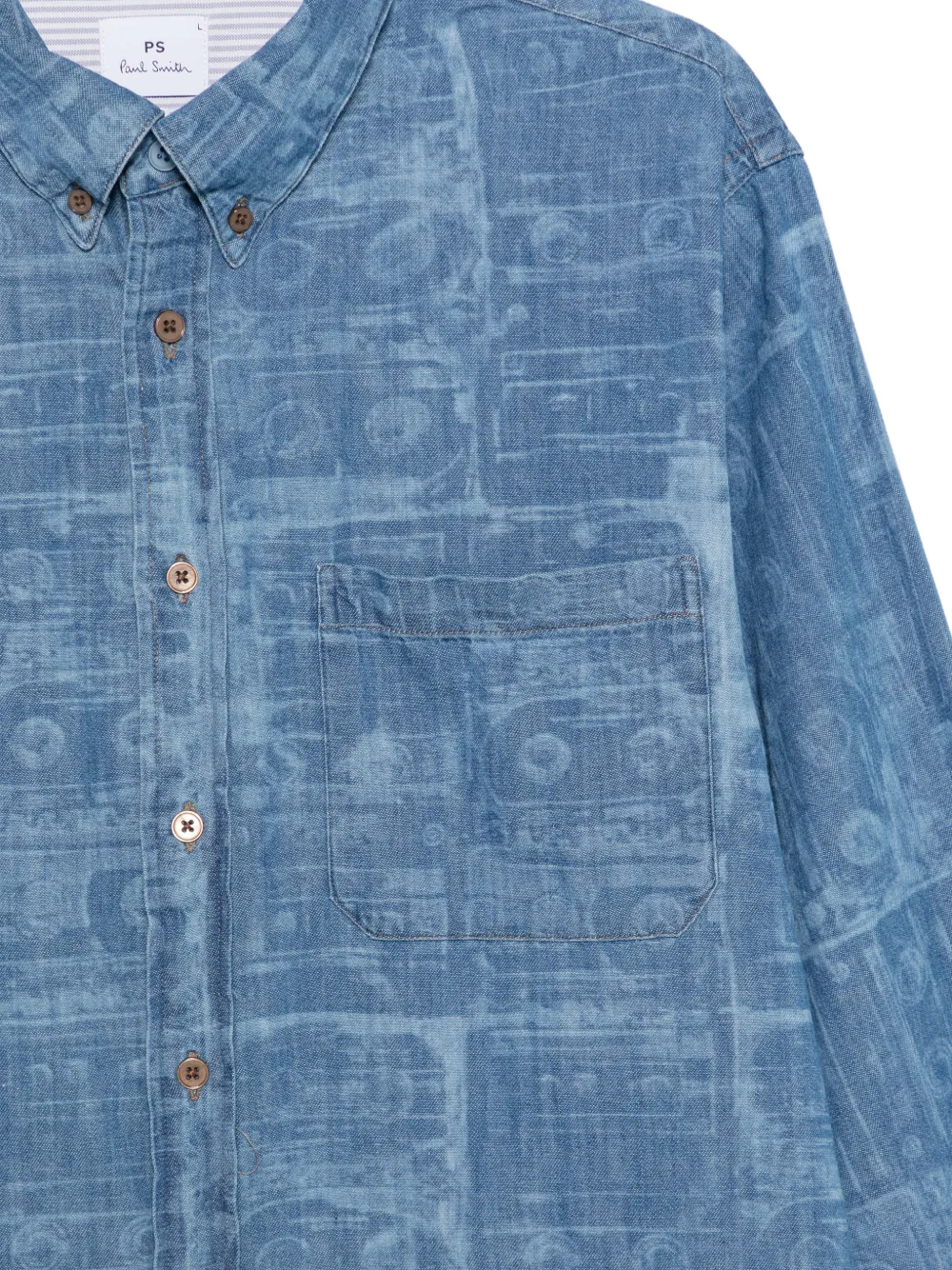 PS Paul Smith Button-down overhemd met cassette-print Blauw