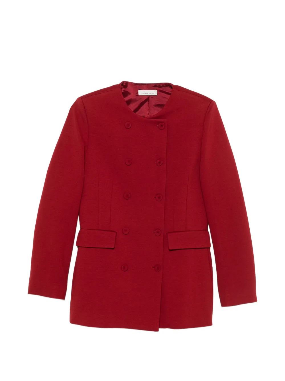Liviana Conti crew-neck double-breasted coat - Rosso