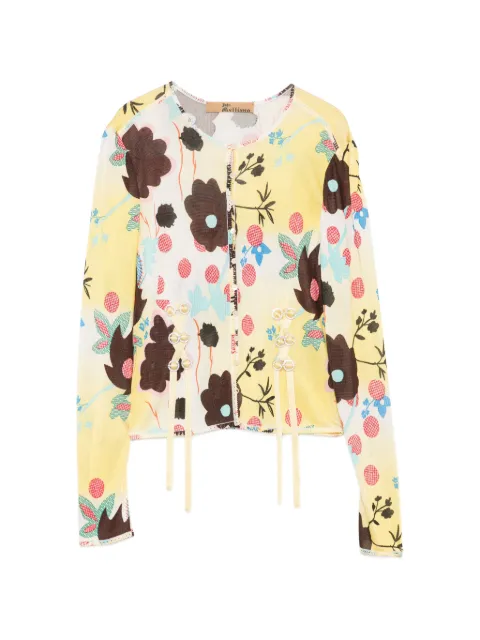 John Galliano Pre-Owned 2000s floral-print lace-up cardigan